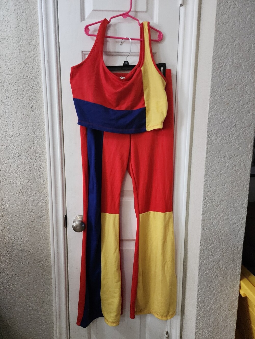 Womens 2 Piece Colorblock Set - Red, Yellow & Blue